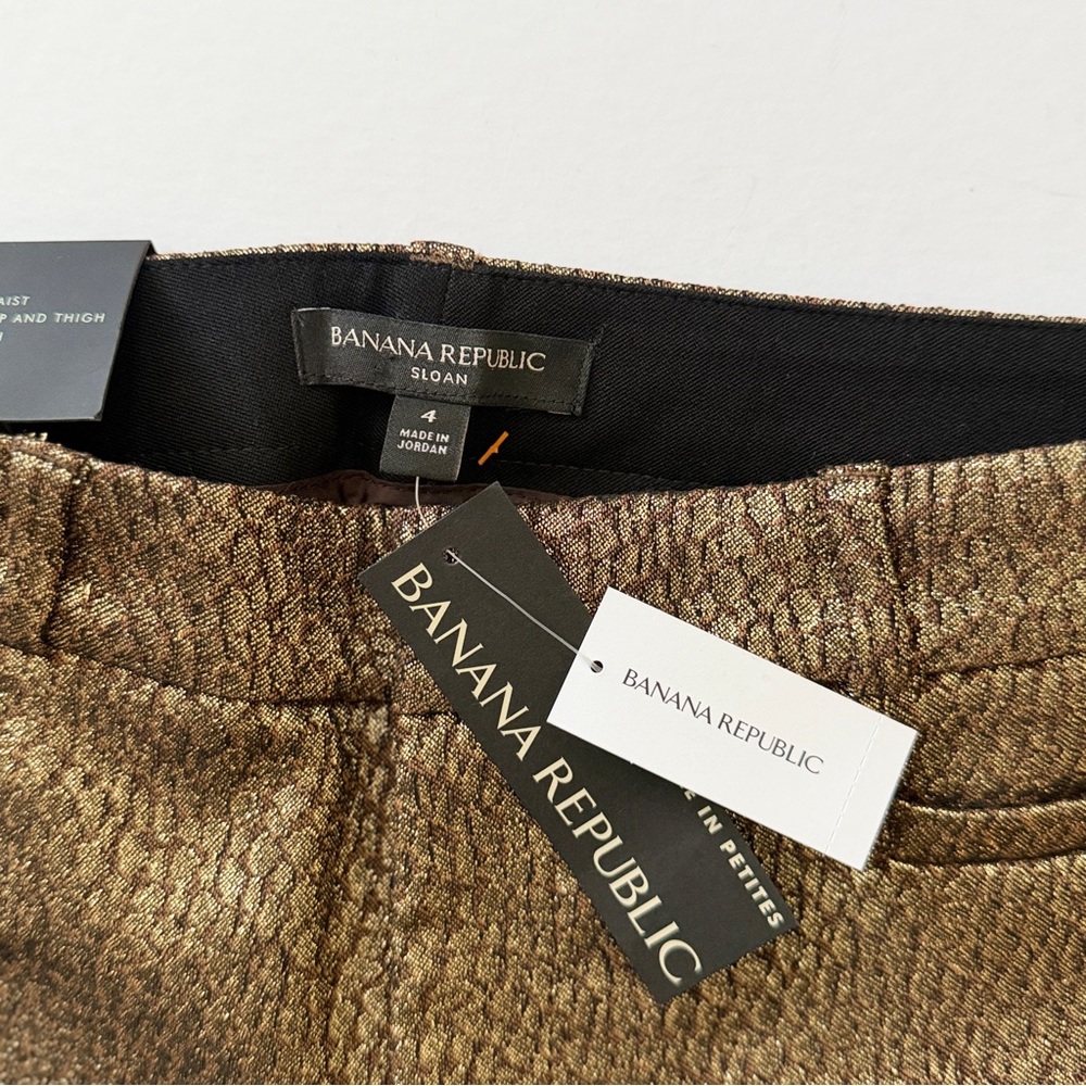 Banana Republic Gold Metallic Sloan Dress Pants Skinny Size 4 Mid Rise - Picture 6 of 8